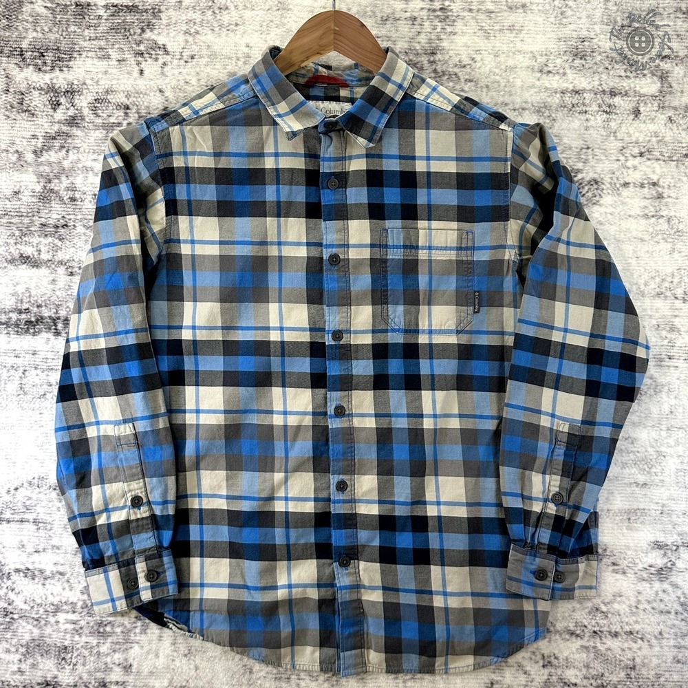 Columbia Long Sleeve Blue Plaid Button Shirt -‎ Men's Medium